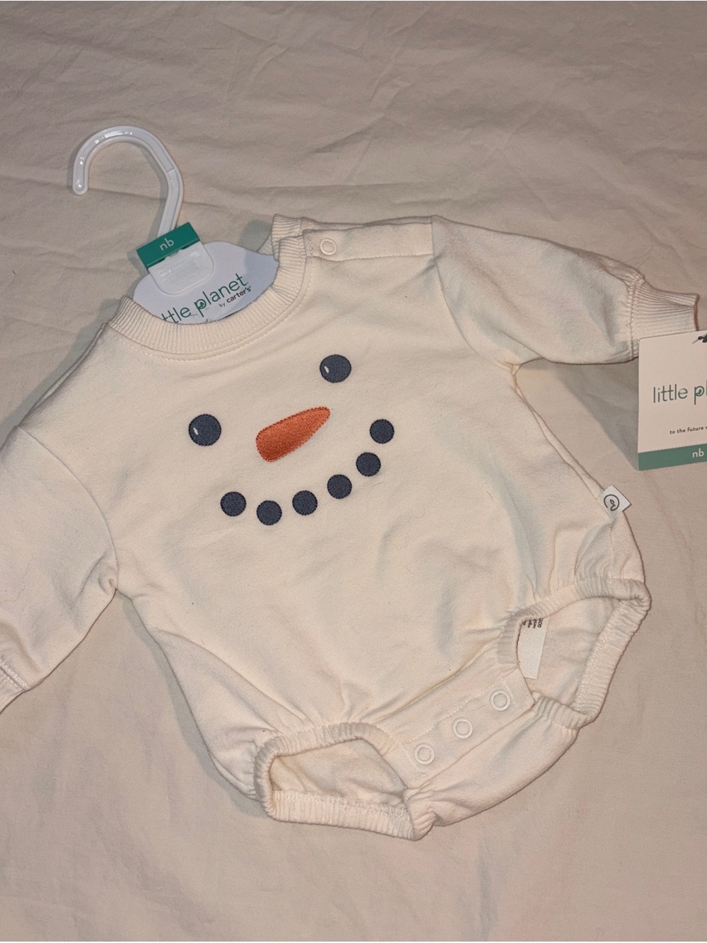 Little Planet Cream Snowman Baby Bodysuit
